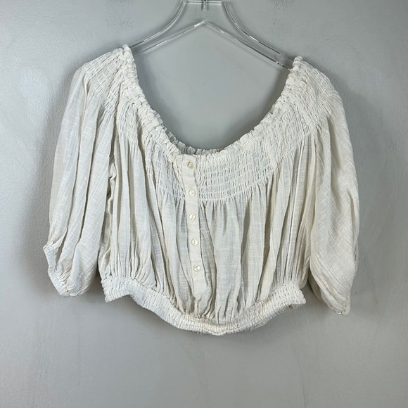 FREE PEOPLE Dancing Till Dawn Off-the-Shoulder Cropped Top, Medium - Picture 6 of 8